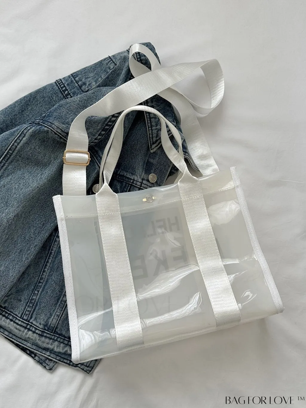 BagForLove - Stylish Transparent PVC Tote Bag for Fashionable Women with Letter Print