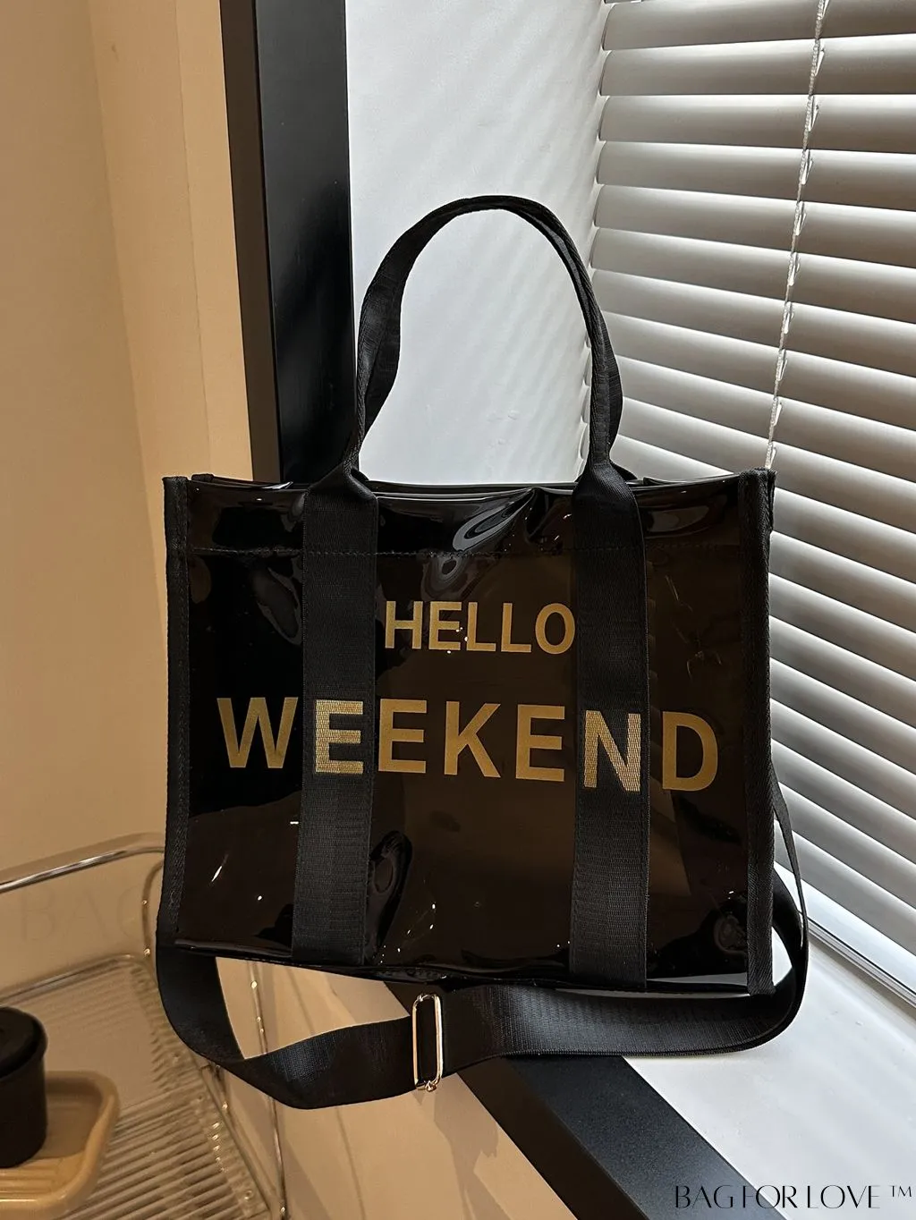 BagForLove - Stylish Transparent PVC Tote Bag for Fashionable Women with Letter Print