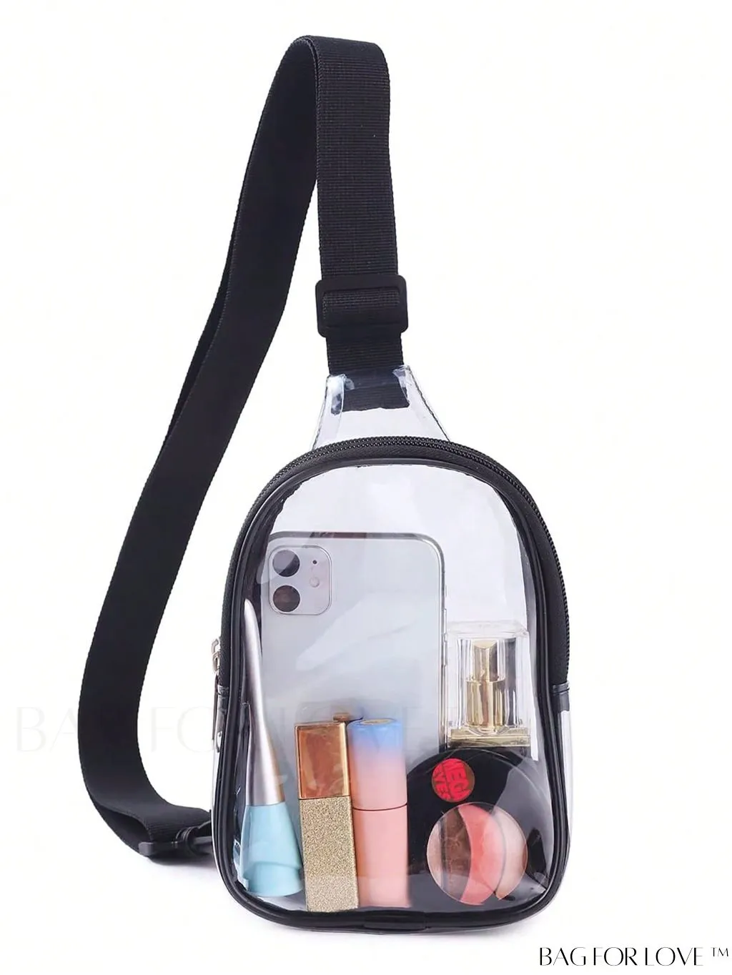 BagForLove - Transparent PVC Crossbody Bag - Stadium Approved, Perfect for Concerts and Events