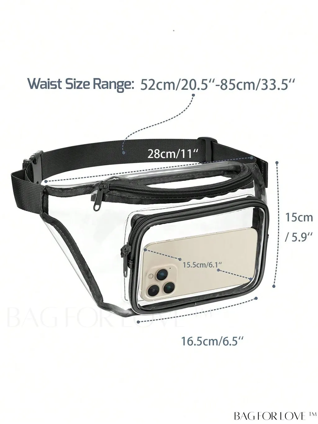 BagForLove - Transparent PVC Crossbody Bag - Stadium Approved, Perfect for Concerts and Events