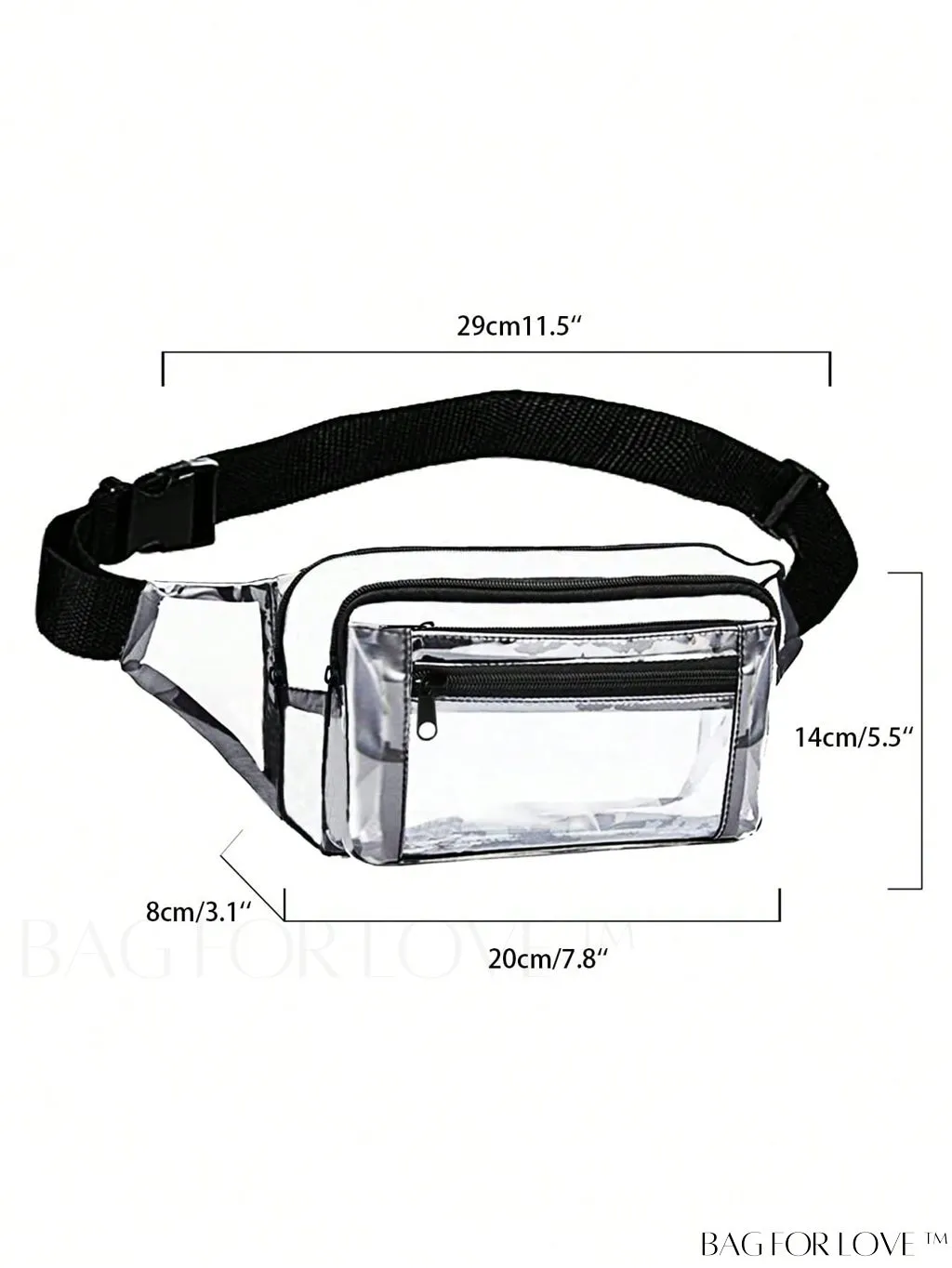 BagForLove - Transparent PVC Crossbody Bag - Stadium Approved, Perfect for Concerts and Events