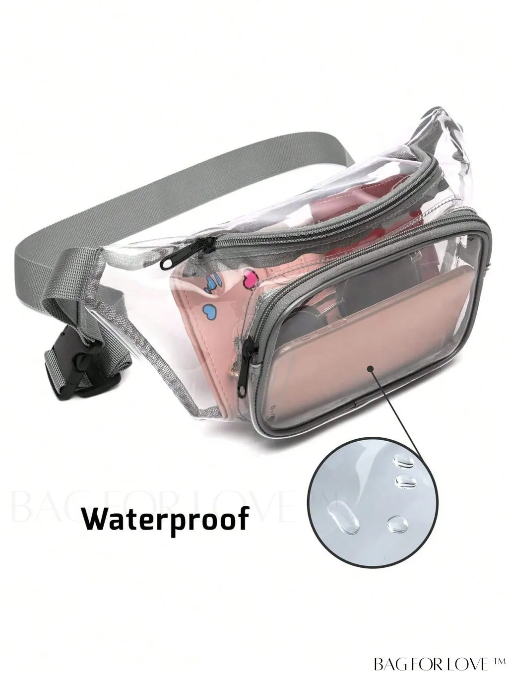 BagForLove - Transparent PVC Crossbody Bag - Stadium Approved, Perfect for Concerts and Events