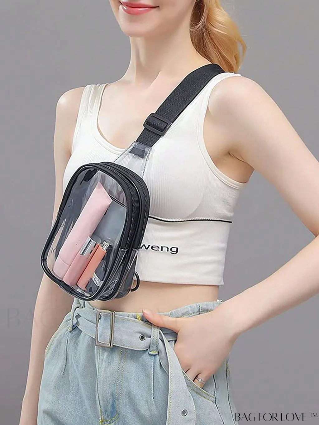 BagForLove - Transparent PVC Crossbody Bag - Stadium Approved, Perfect for Concerts and Events