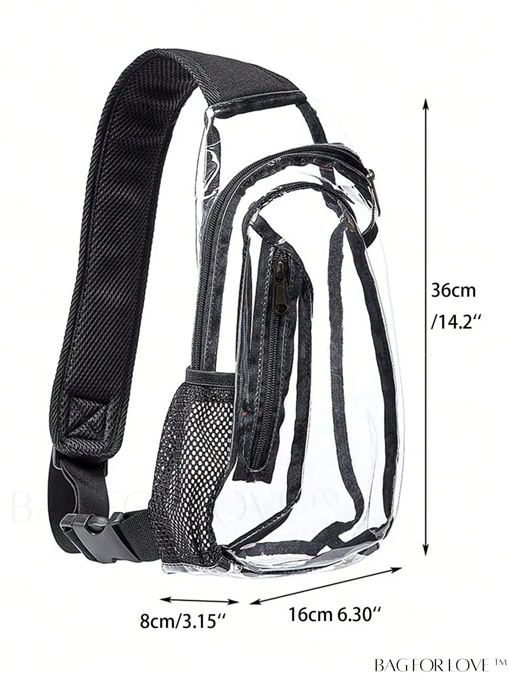 BagForLove - Transparent PVC Crossbody Bag - Stadium Approved, Perfect for Concerts and Events