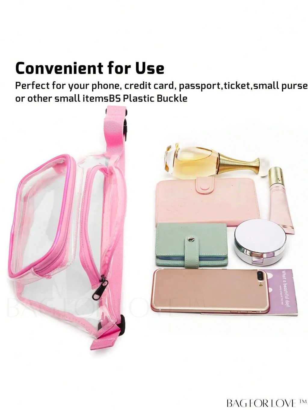 BagForLove - Transparent PVC Crossbody Bag - Stadium Approved, Perfect for Concerts and Events