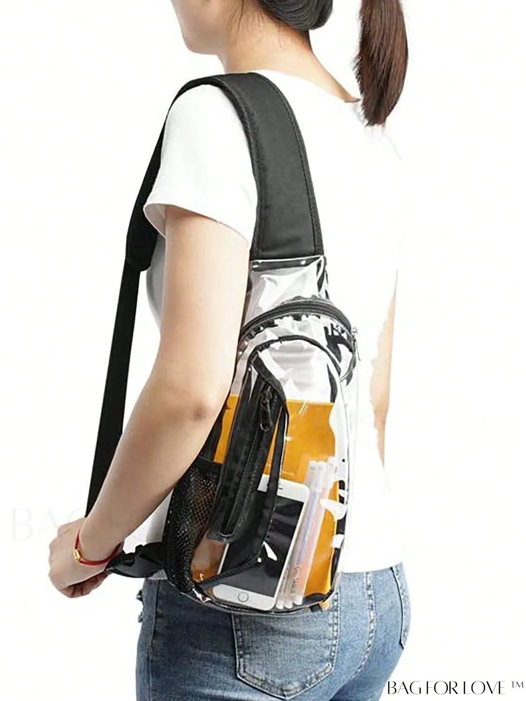 BagForLove - Transparent PVC Crossbody Bag - Stadium Approved, Perfect for Concerts and Events