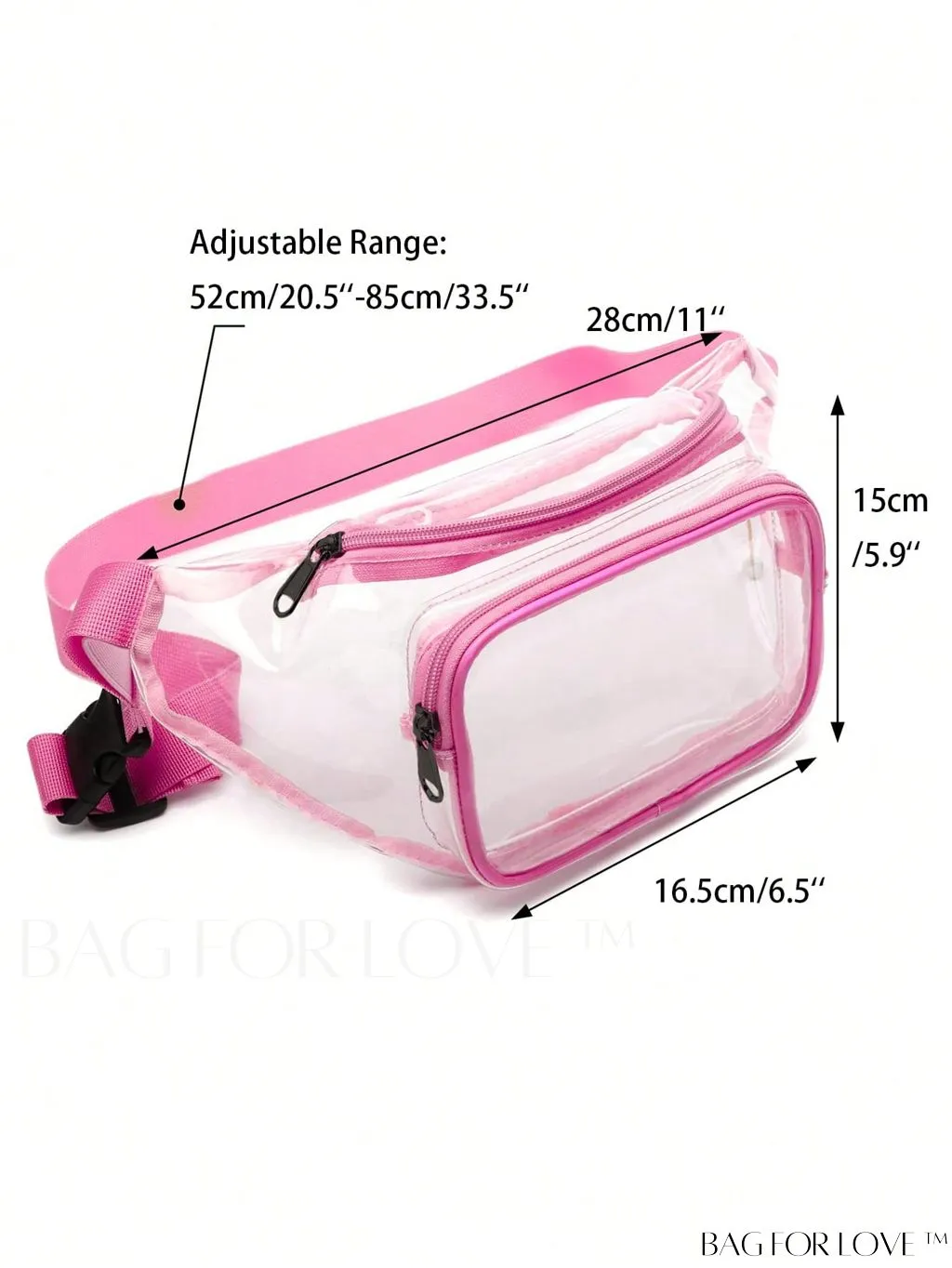 BagForLove - Transparent PVC Crossbody Bag - Stadium Approved, Perfect for Concerts and Events