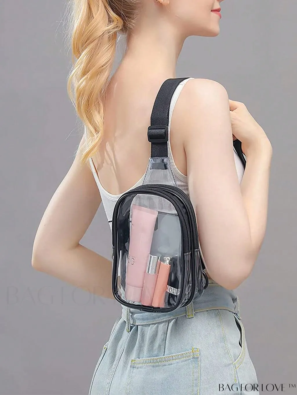 BagForLove - Transparent PVC Crossbody Bag - Stadium Approved, Perfect for Concerts and Events