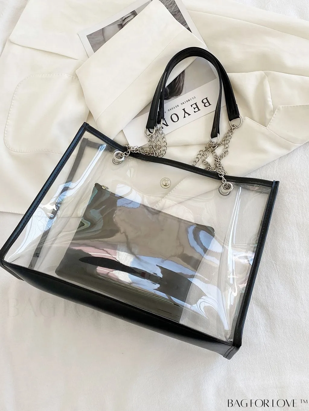 BagForLove - Transparent Tote Bag: Includes Inner Pouch