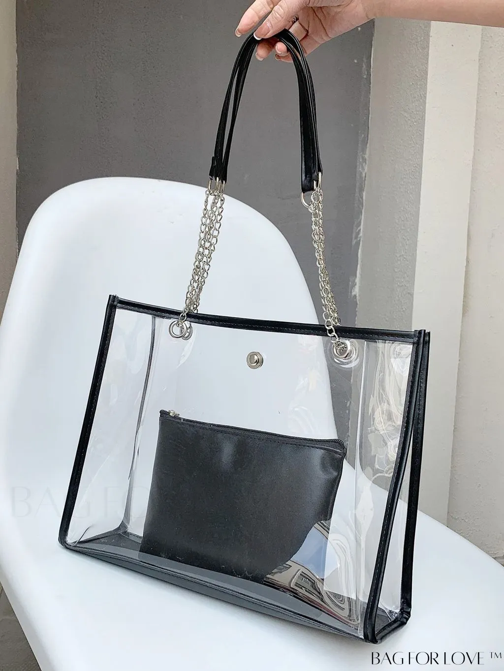 BagForLove - Transparent Tote Bag: Includes Inner Pouch