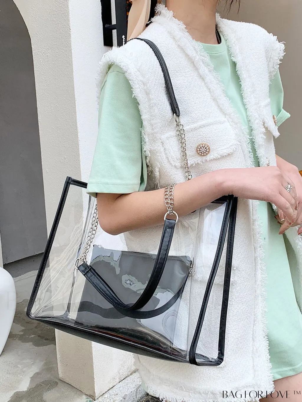 BagForLove - Transparent Tote Bag: Includes Inner Pouch