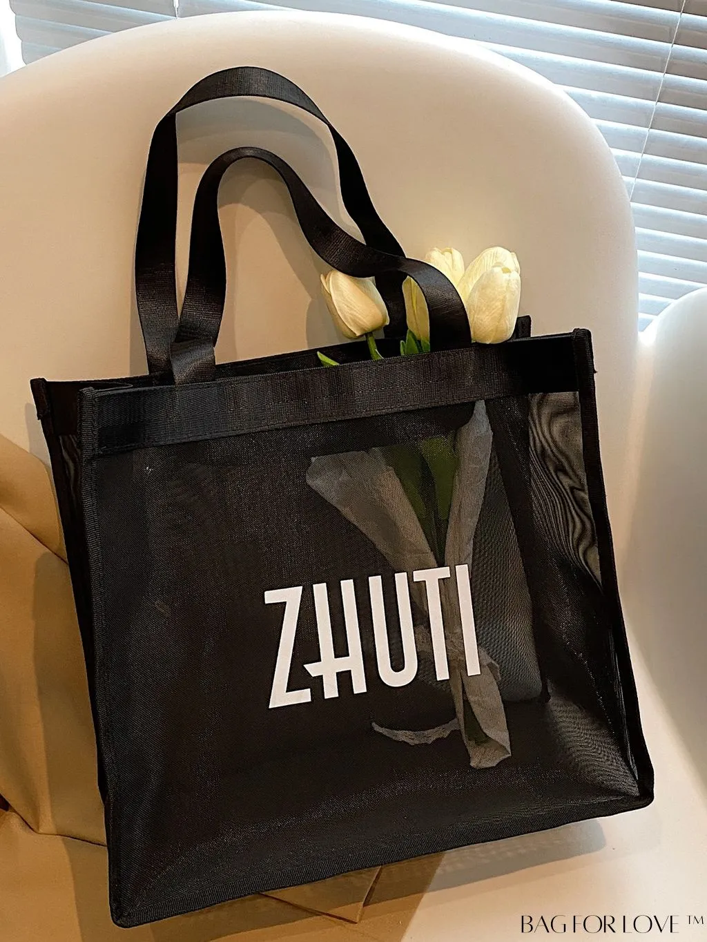 BagForLove - Travel-Ready Fashion Tote: Ladies Mesh-Designed Beach Bag for Effortless Style
