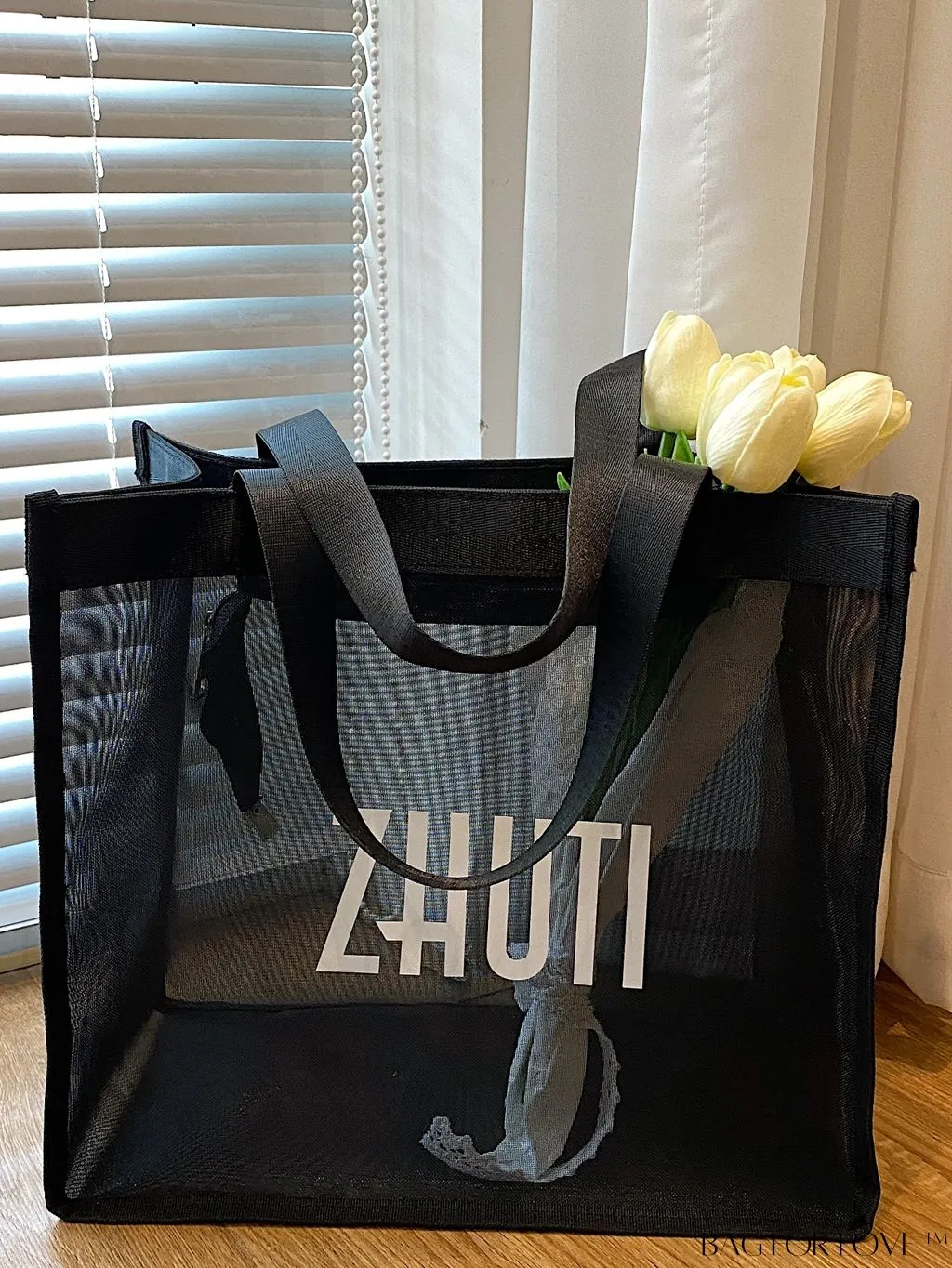 BagForLove - Travel-Ready Fashion Tote: Ladies Mesh-Designed Beach Bag for Effortless Style