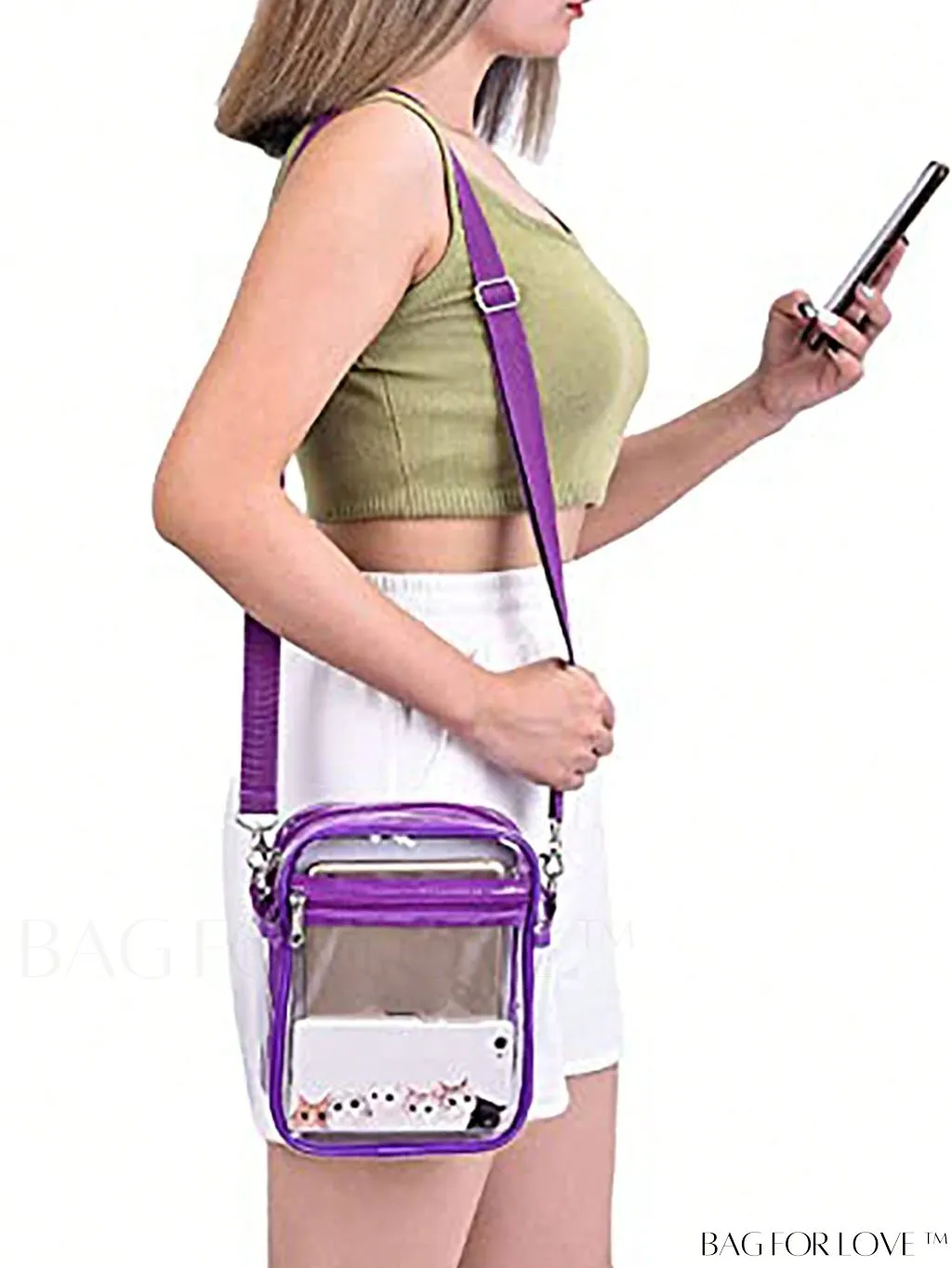 BagForLove - Unisex Clear Square Bag: Crossbody Shoulder Bag for Work & Business Travel