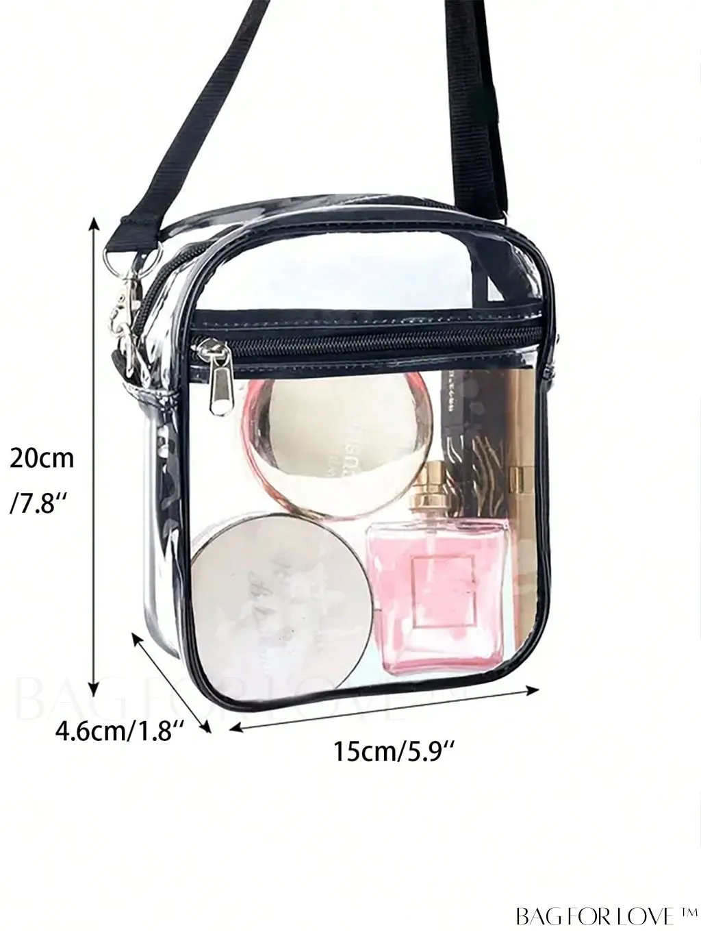 BagForLove - Unisex Clear Square Bag: Crossbody Shoulder Bag for Work & Business Travel