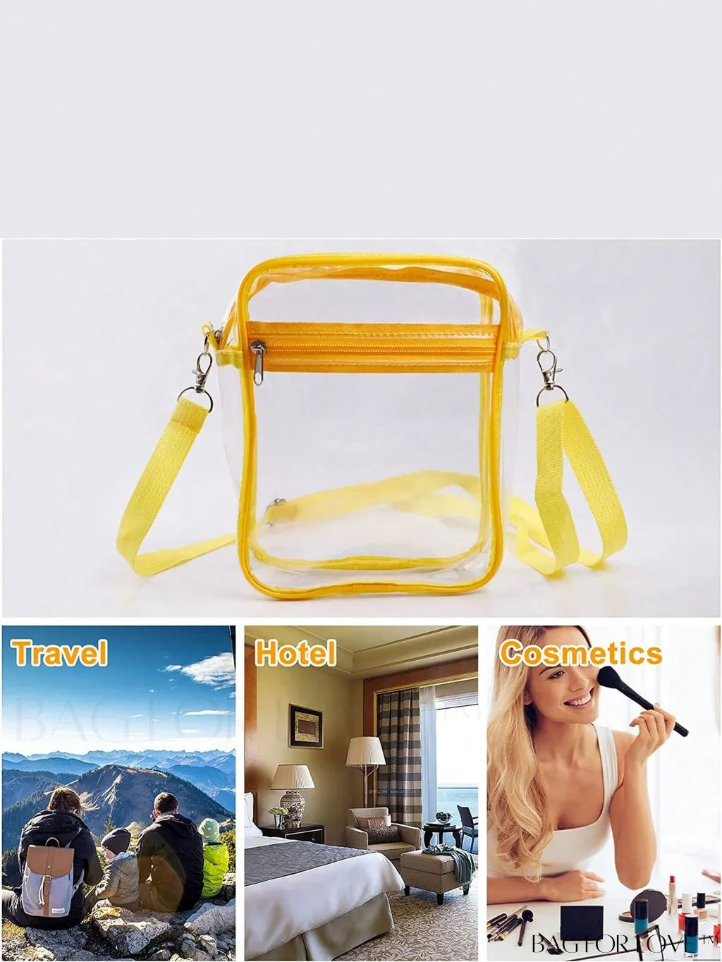 BagForLove - Unisex Clear Square Bag: Crossbody Shoulder Bag for Work & Business Travel