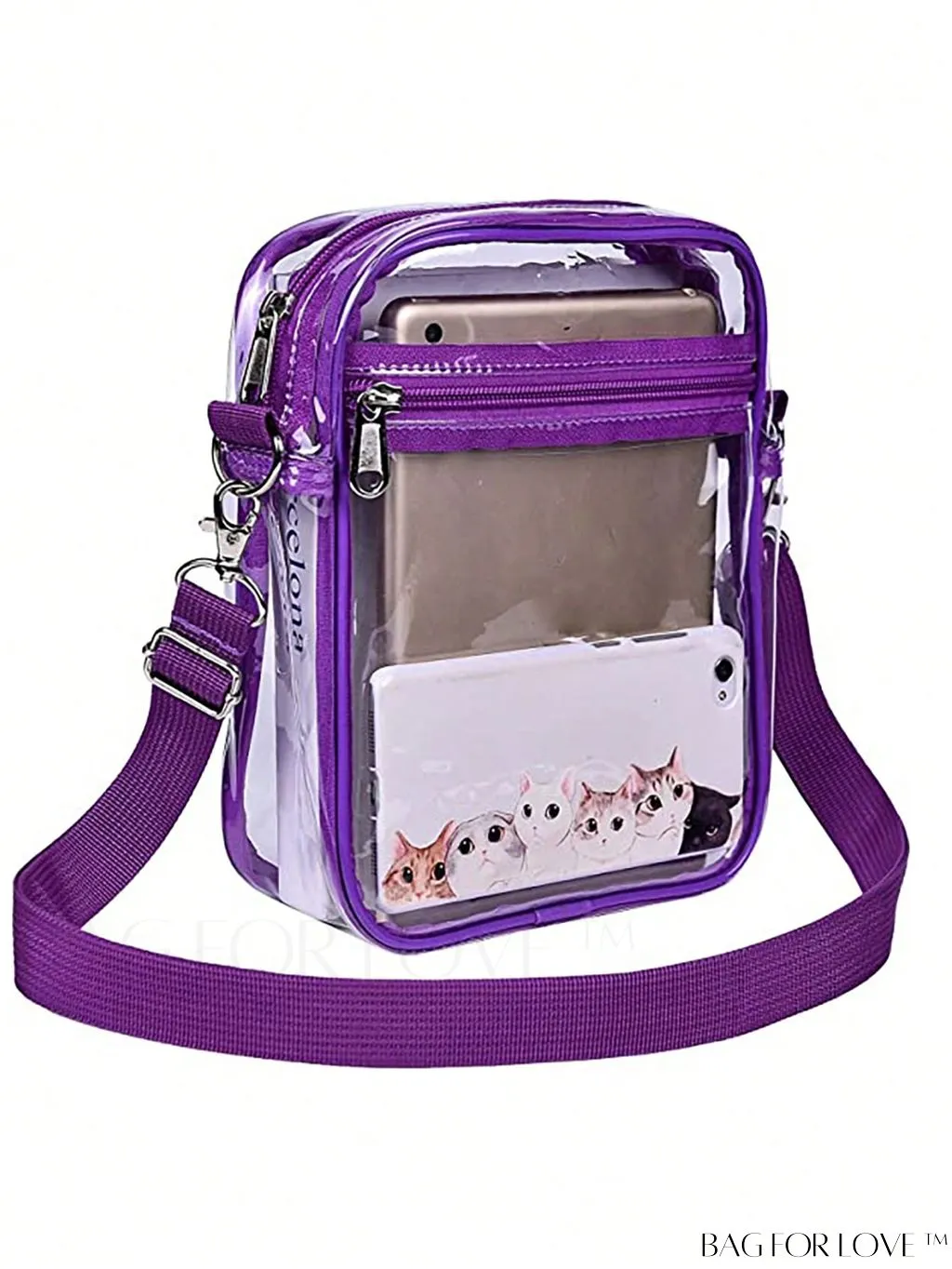 BagForLove - Unisex Clear Square Bag: Crossbody Shoulder Bag for Work & Business Travel