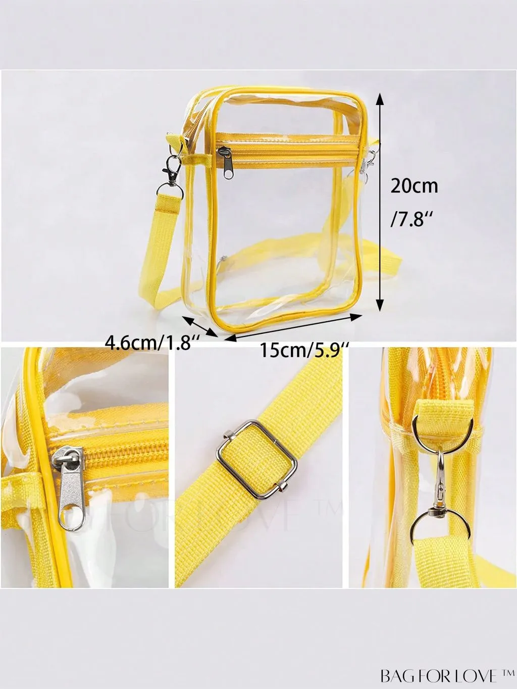 BagForLove - Unisex Clear Square Bag: Crossbody Shoulder Bag for Work & Business Travel
