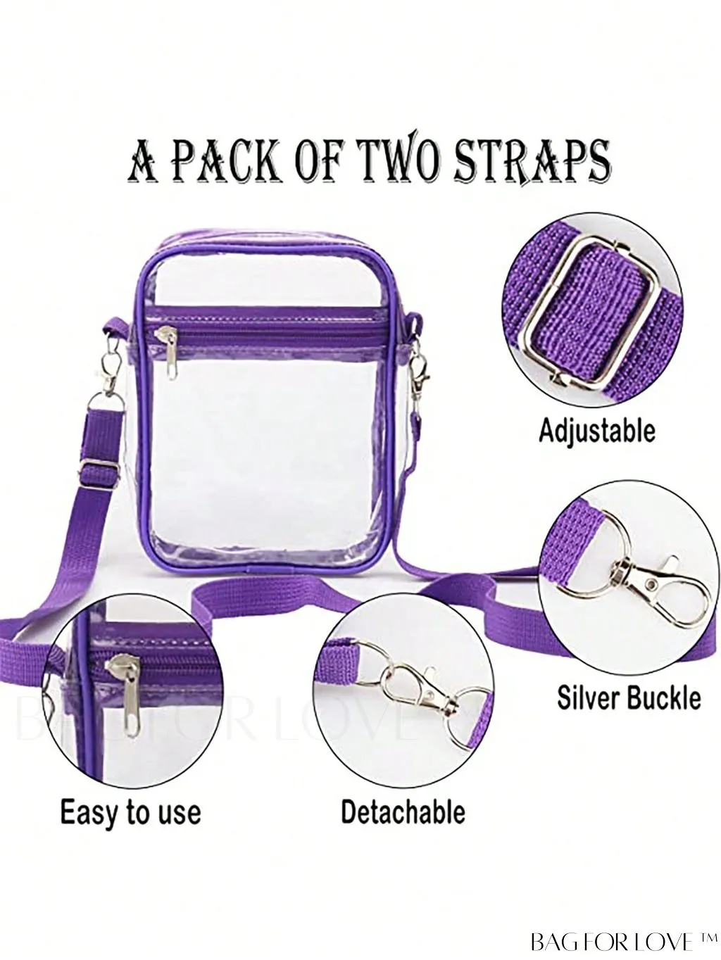 BagForLove - Unisex Clear Square Bag: Crossbody Shoulder Bag for Work & Business Travel