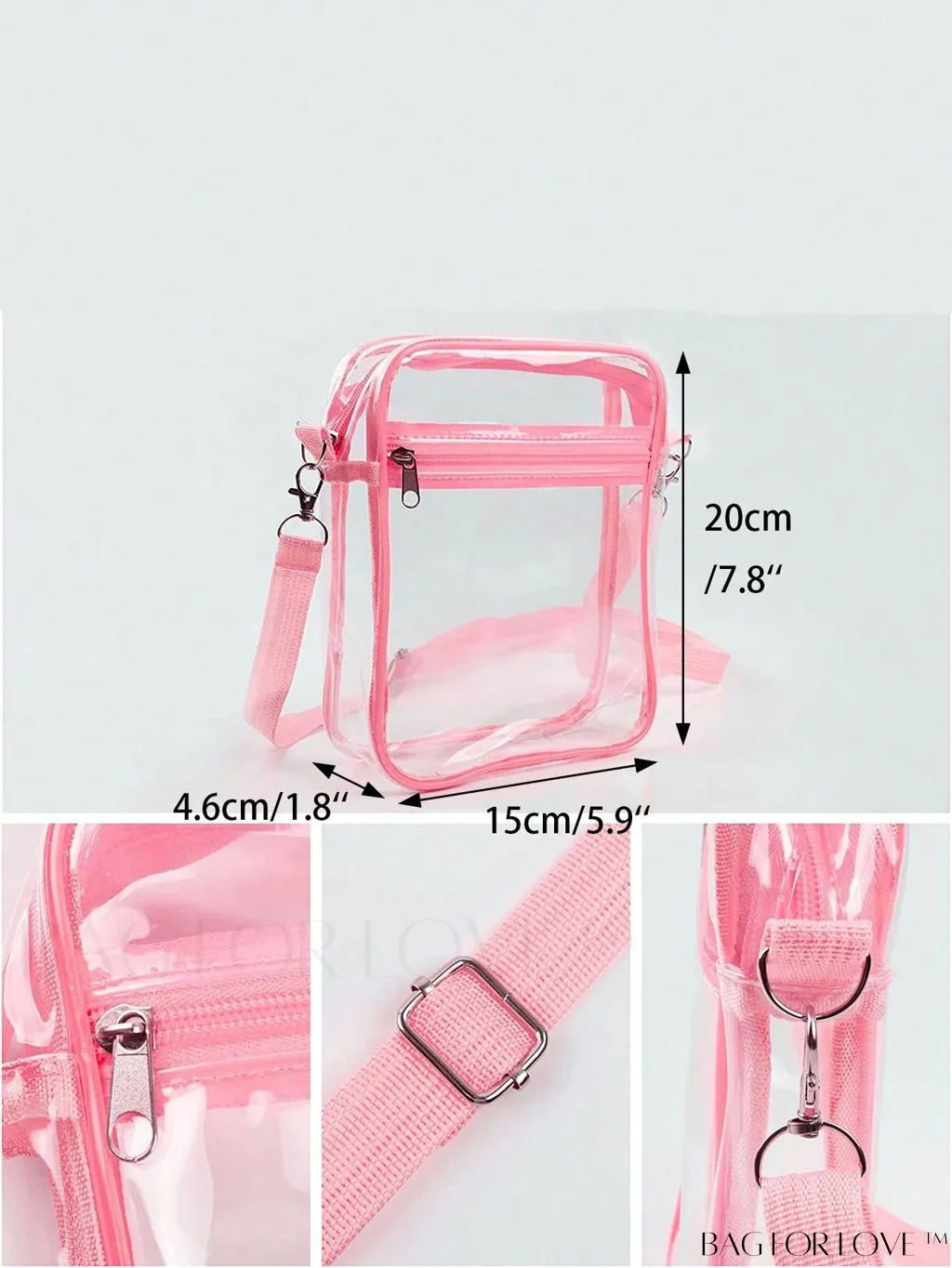 BagForLove - Unisex Clear Square Bag: Crossbody Shoulder Bag for Work & Business Travel