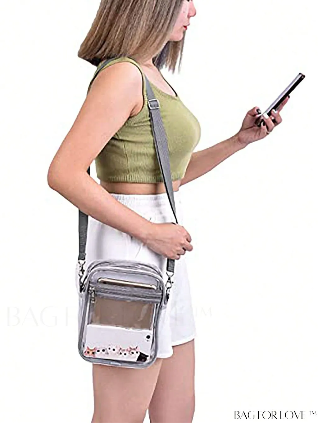 BagForLove - Unisex Clear Square Bag: Crossbody Shoulder Bag for Work & Business Travel