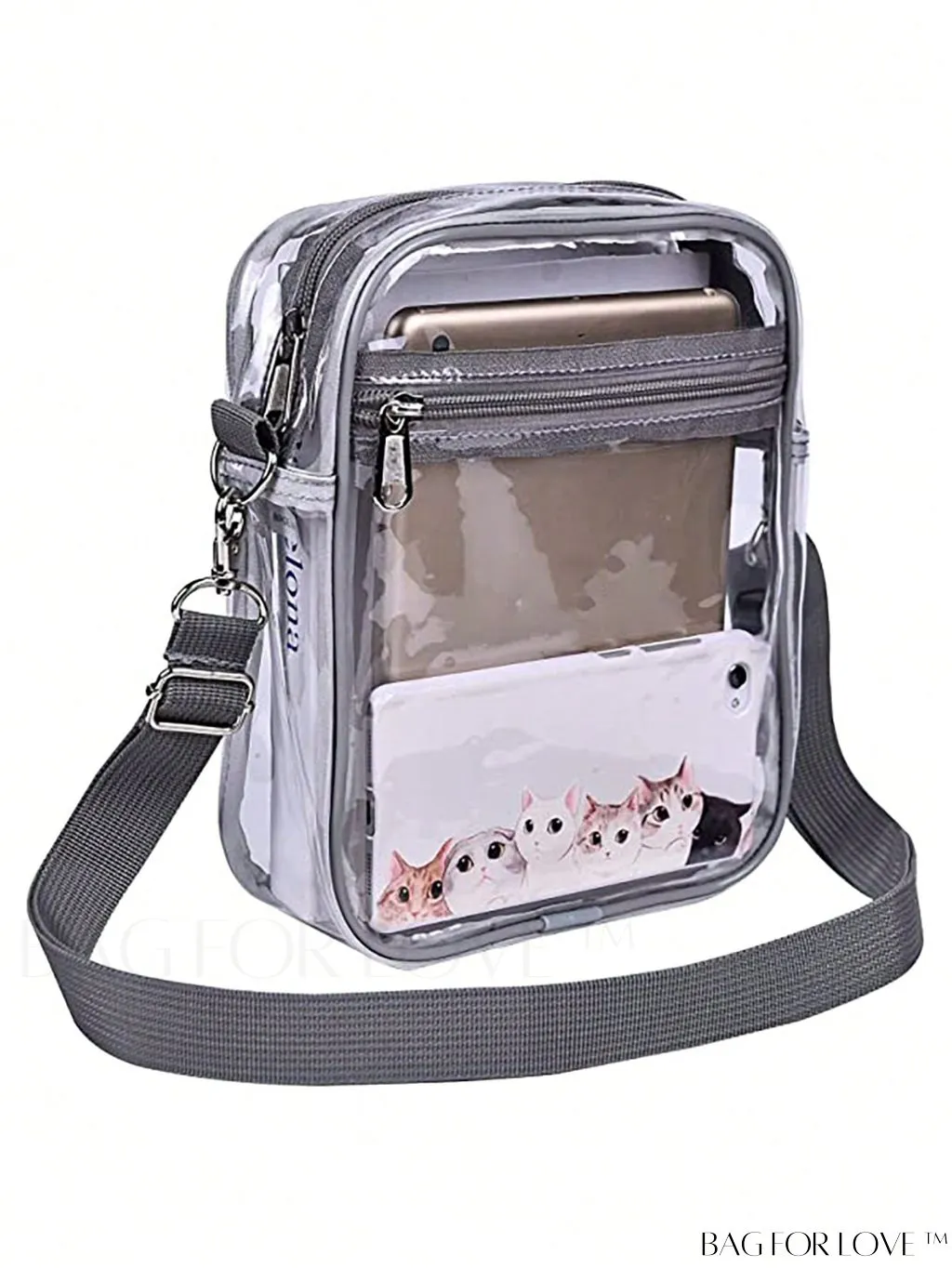 BagForLove - Unisex Clear Square Bag: Crossbody Shoulder Bag for Work & Business Travel