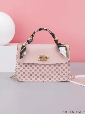 BagForLove - Vintage-inspired Color Block Phone Bag with Silk Scarf Detail - Elegant Square Handbag
