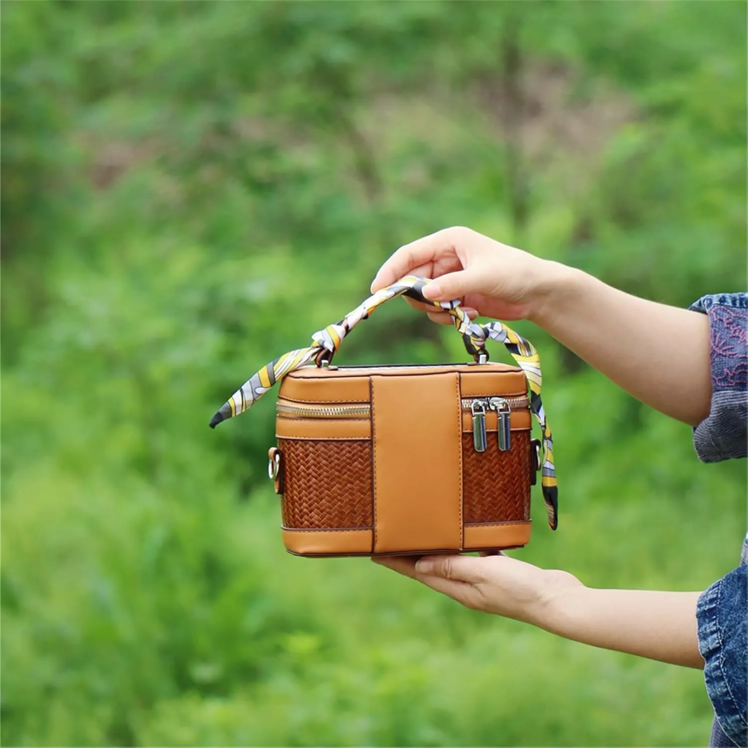 Bamboo Woven Bag Women Bags Multi Cosmetic Bags Handbags Beach Bags Beach Vacation Bag