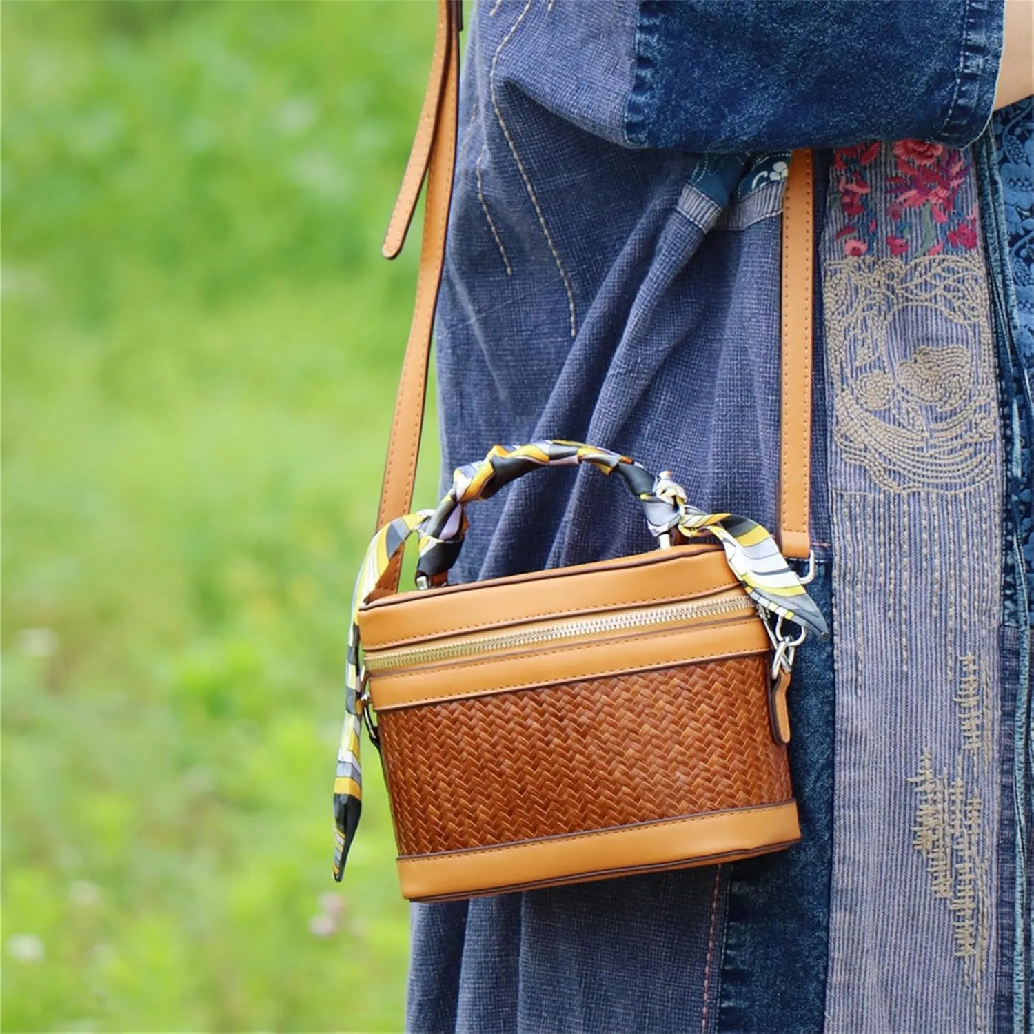 Bamboo Woven Bag Women Bags Multi Cosmetic Bags Handbags Beach Bags Beach Vacation Bag