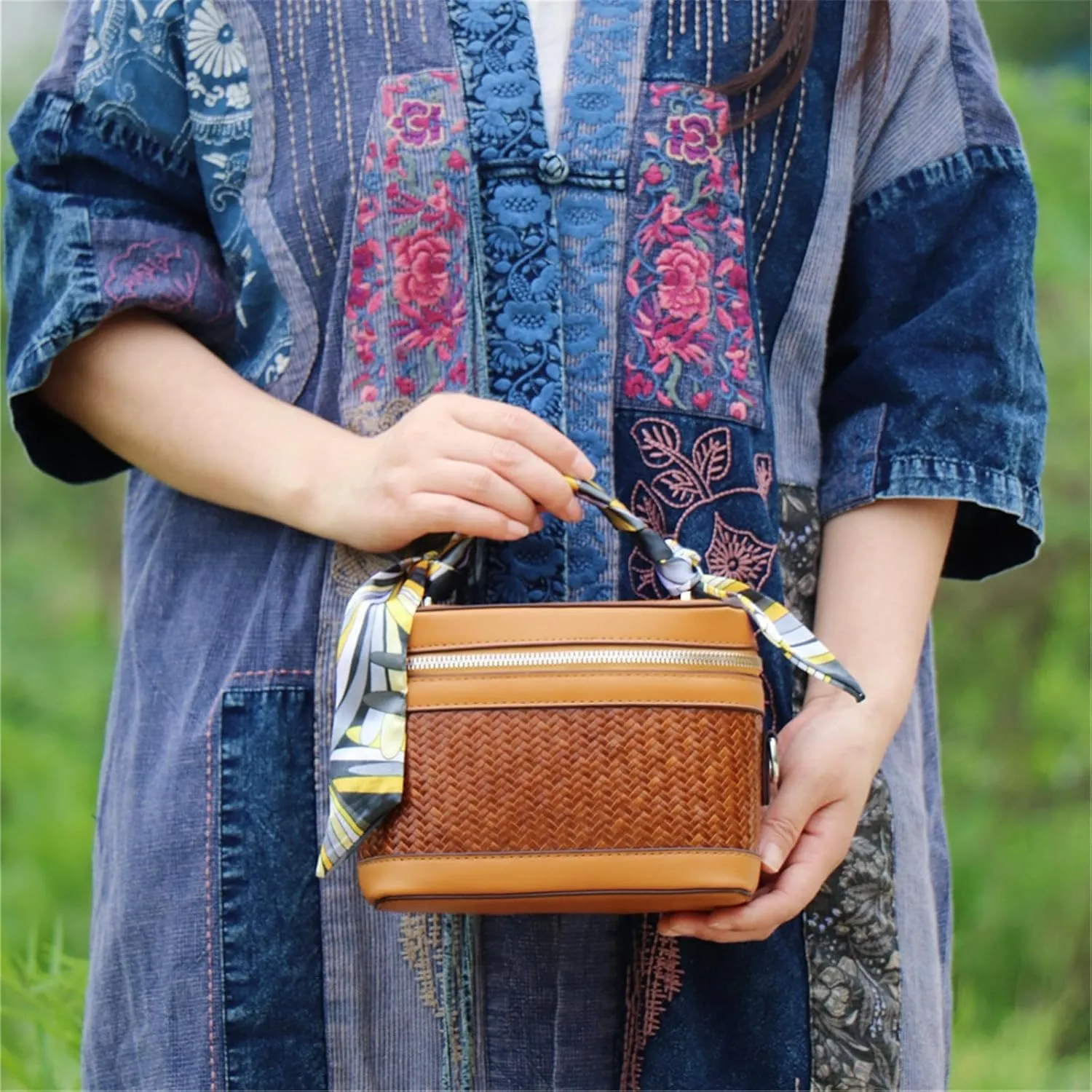 Bamboo Woven Bag Women Bags Multi Cosmetic Bags Handbags Beach Bags Beach Vacation Bag
