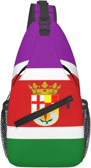 Bandera Y Escudo De Andalucía Oriental (Pao) Crossbody Bags For Women Men Chest Backpack Gym Shoulder Bag Travel Outdoor Sports Casual Crossbody Bags