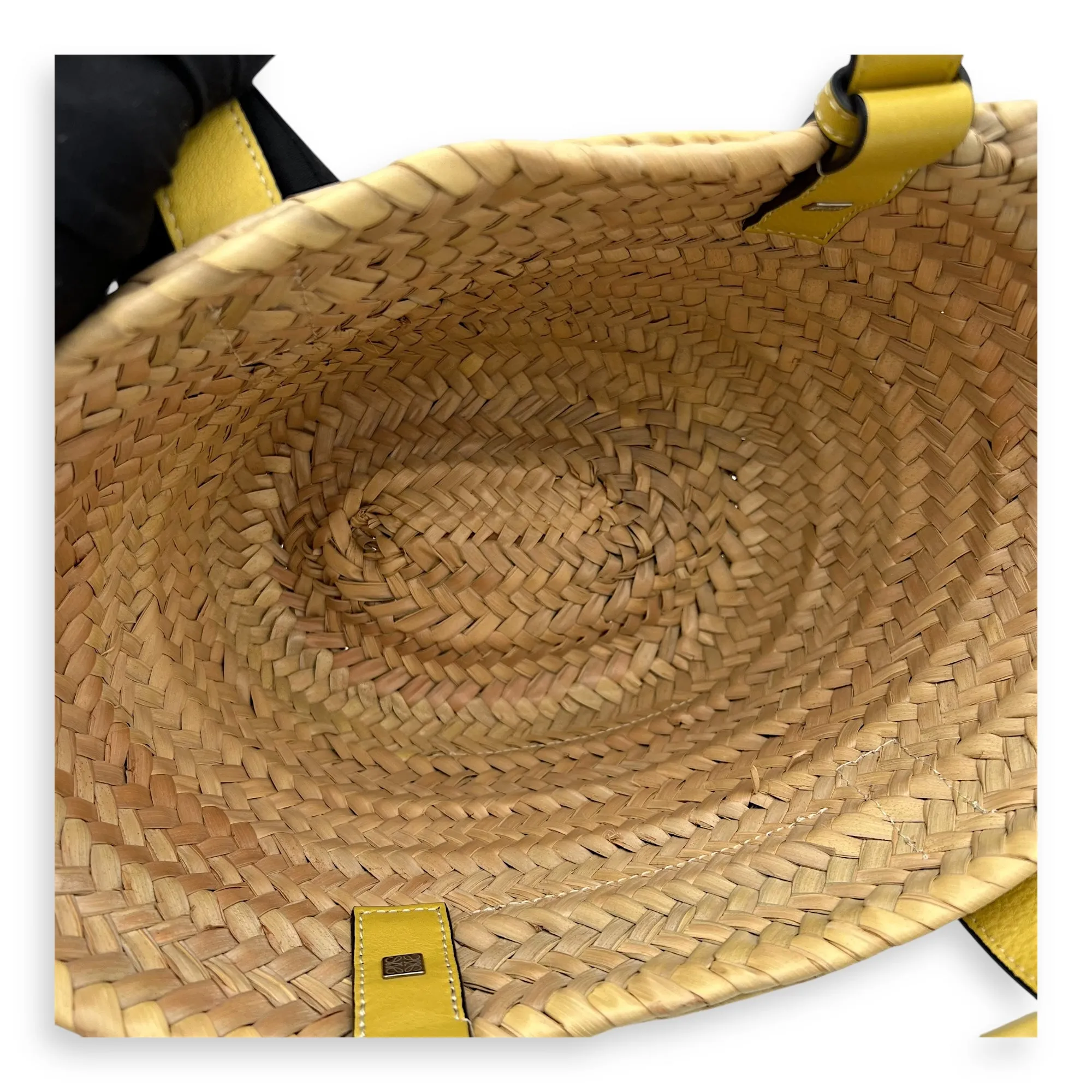 Basket Brown Tote Bag in Raffia, Silver hardware