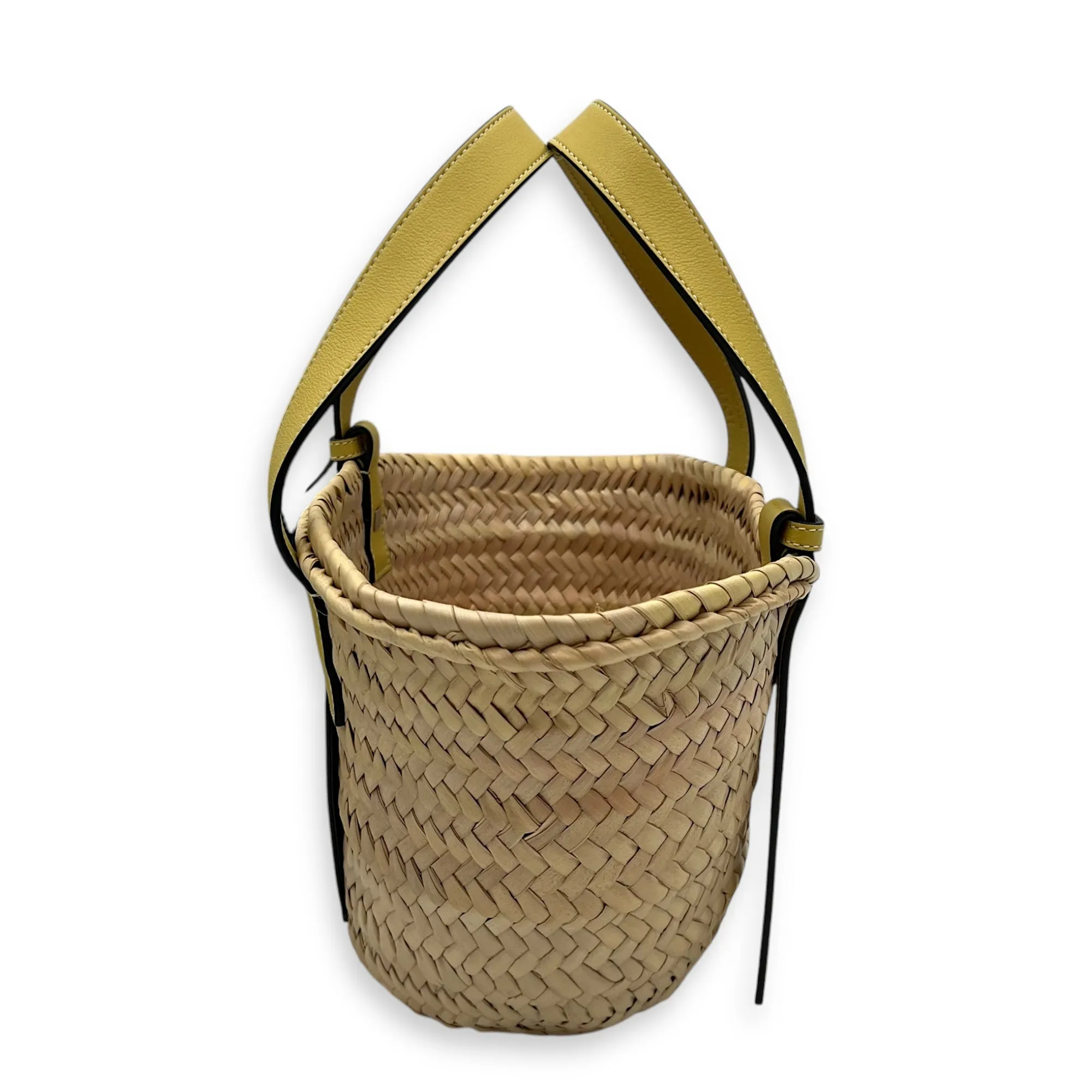Basket Brown Tote Bag in Raffia, Silver hardware
