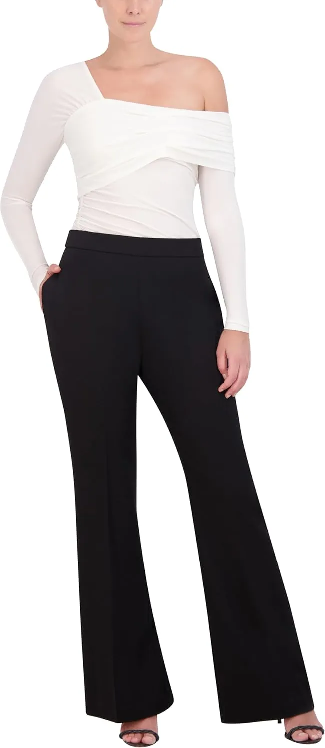 BCBGMAXAZRIA Women's Long Sleeve Asymmetrical Knit Top