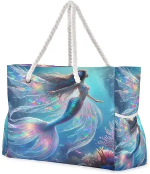 Beach Tote Bags for Women, Starfish Beach Large Beach Shoulder Bag Pool Bags Purse