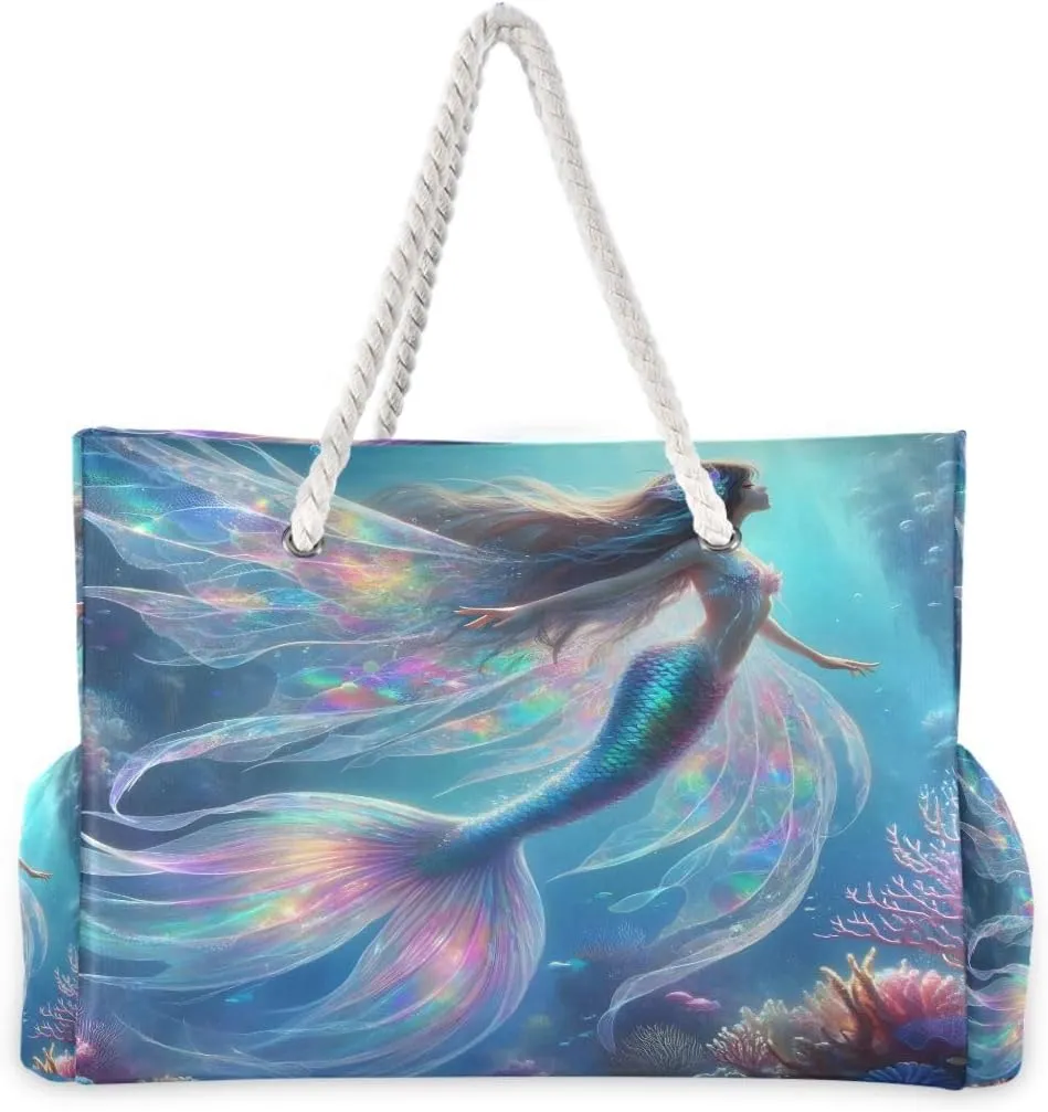 Beach Tote Bags for Women, Starfish Beach Large Beach Shoulder Bag Pool Bags Purse