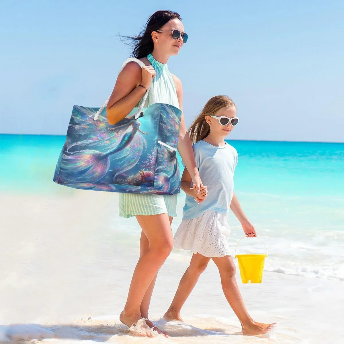 Beach Tote Bags for Women, Starfish Beach Large Beach Shoulder Bag Pool Bags Purse
