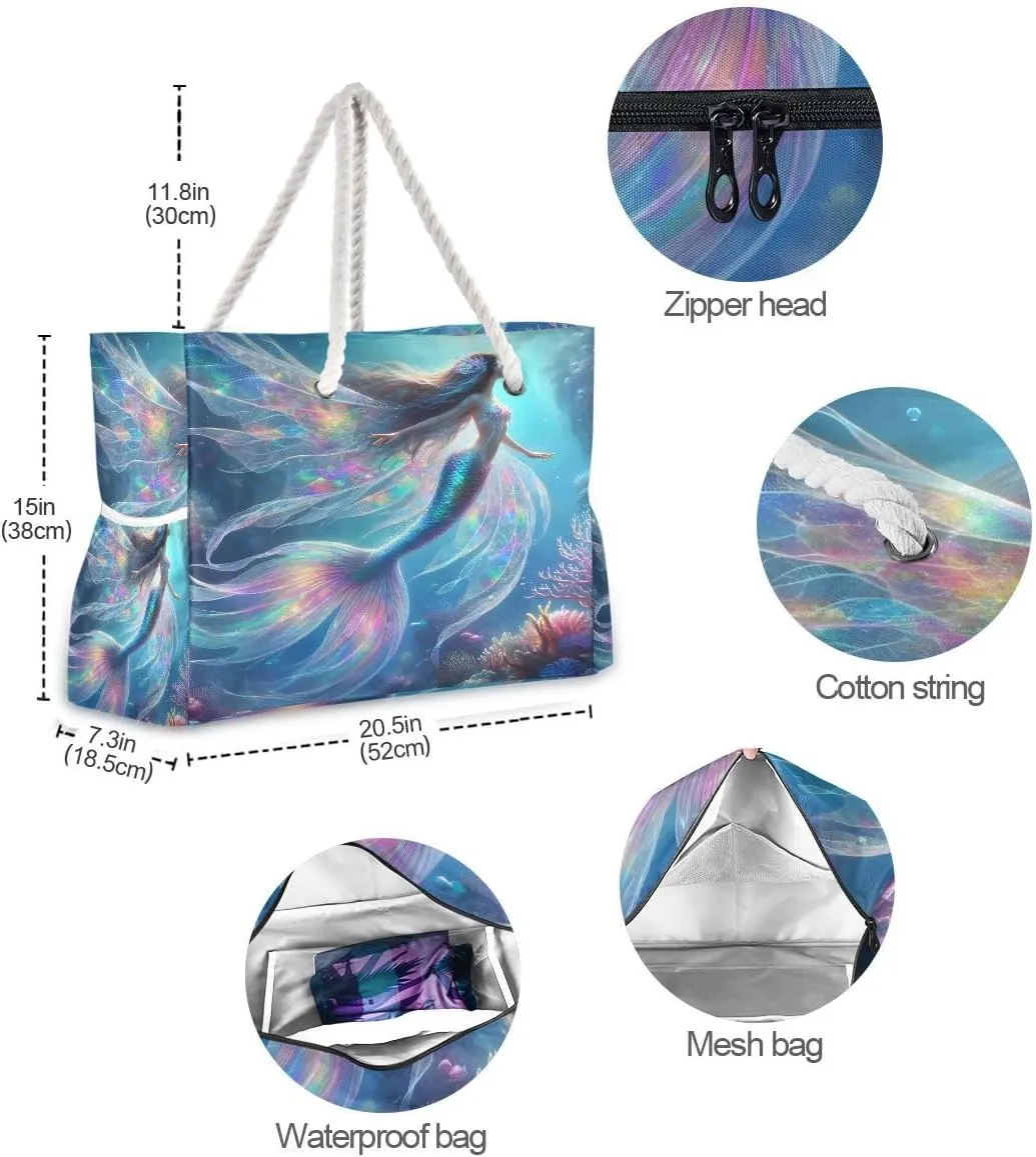 Beach Tote Bags for Women, Starfish Beach Large Beach Shoulder Bag Pool Bags Purse