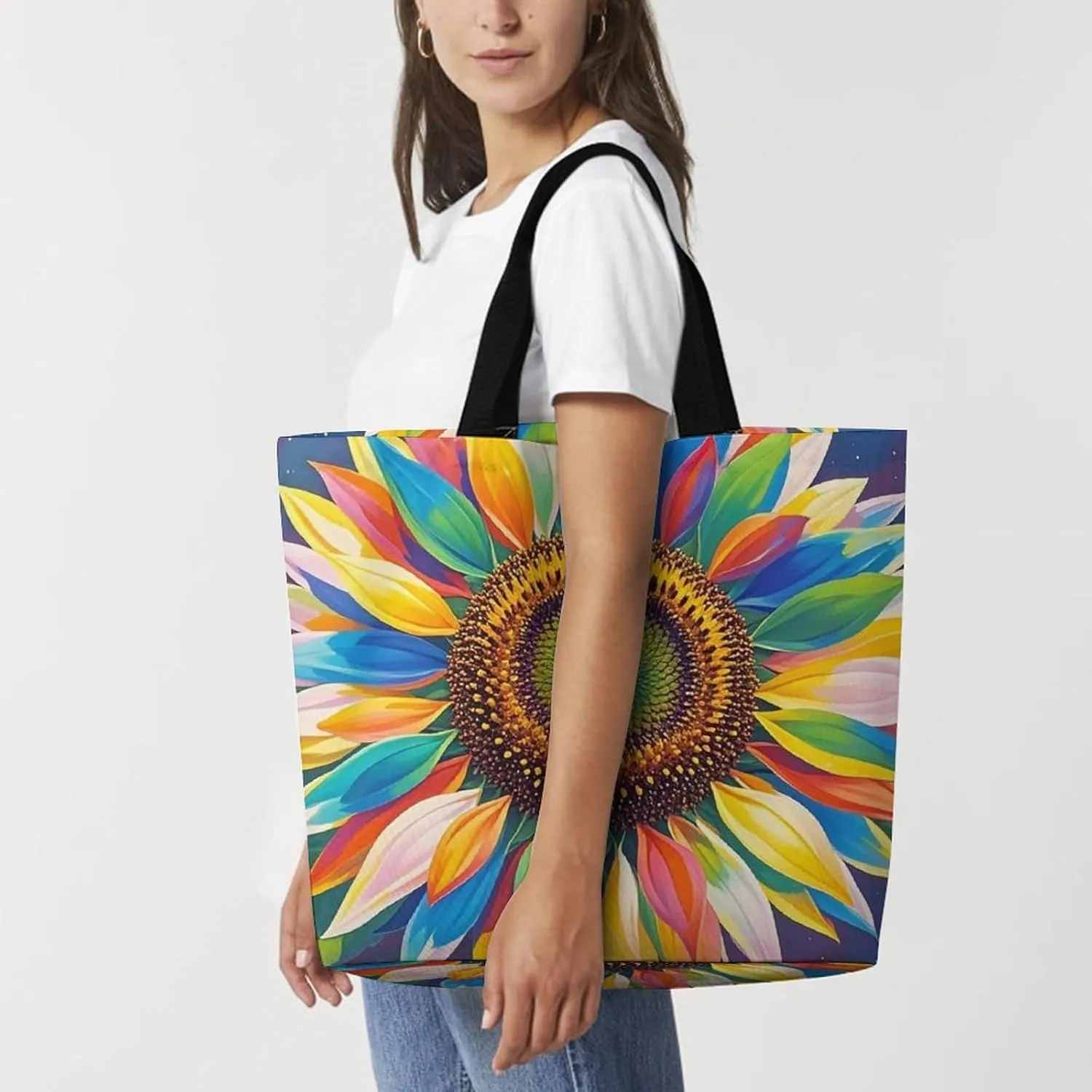 Beautiful Purple Butterfly Art Tote Bags, Reusable Grocery Bags, Large Shopping Bag, Shoulder Bag for Women