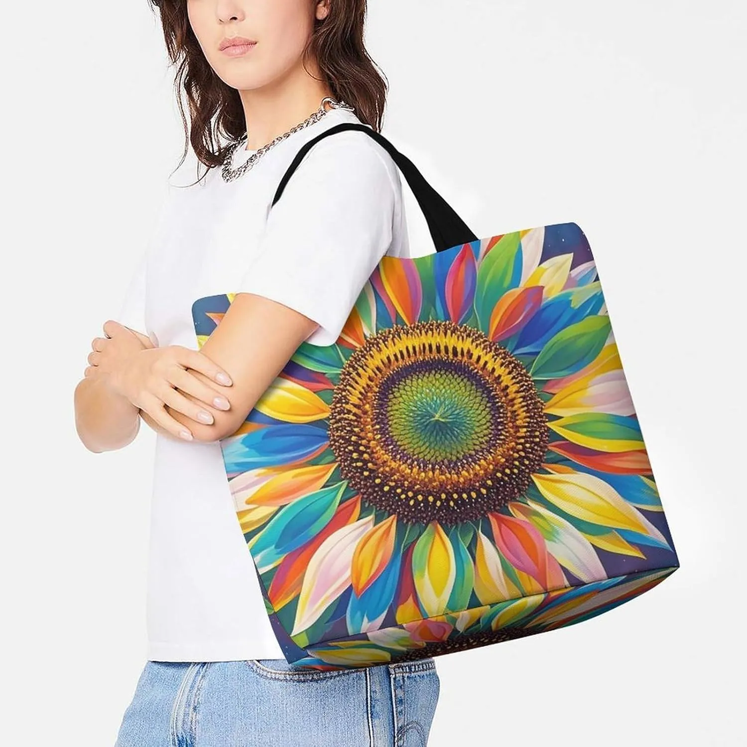 Beautiful Purple Butterfly Art Tote Bags, Reusable Grocery Bags, Large Shopping Bag, Shoulder Bag for Women