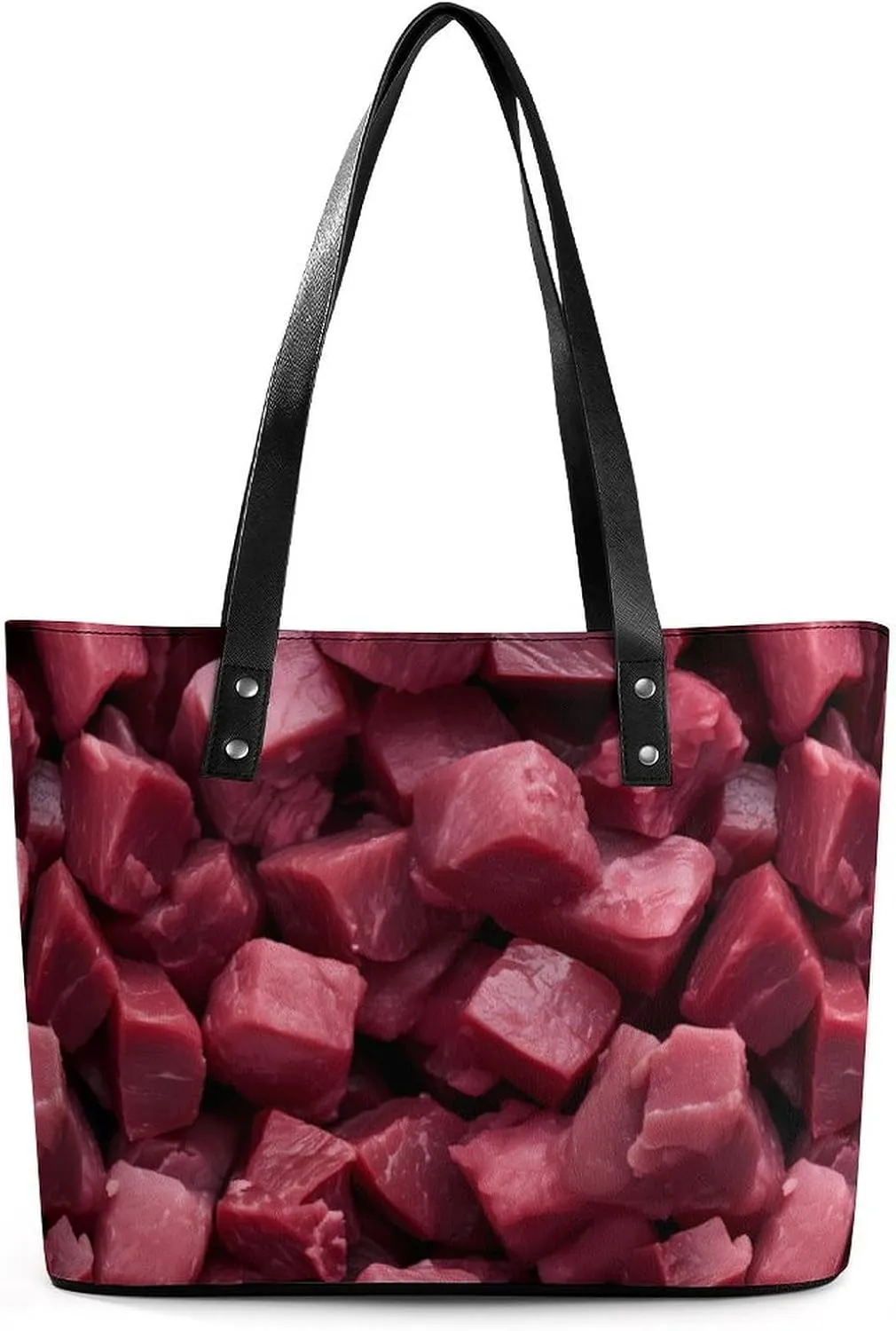 Beef Cubes Novelty Fashion Women's Handbags Printed Tote Bag Shoulder Purse Top Handle With Pocket 11 X 11.5 X 5.5 Inch