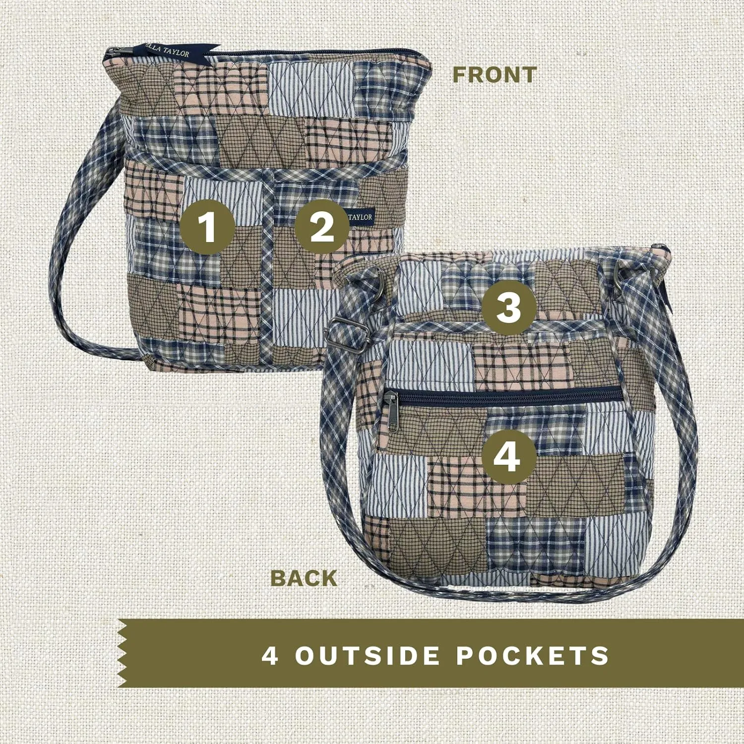 Bella Taylor Hipster Crossbody Purse for Women | Medium Size Shoulder Bag with Adjustable Strap