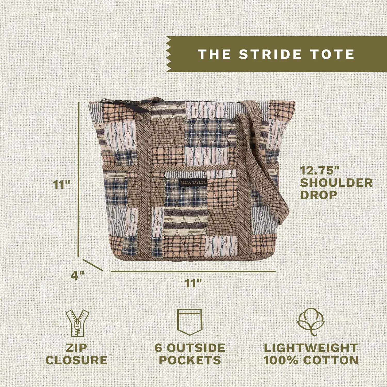 Bella Taylor Stride Tote | Lightweight Quilted Fabric Handbags for Women