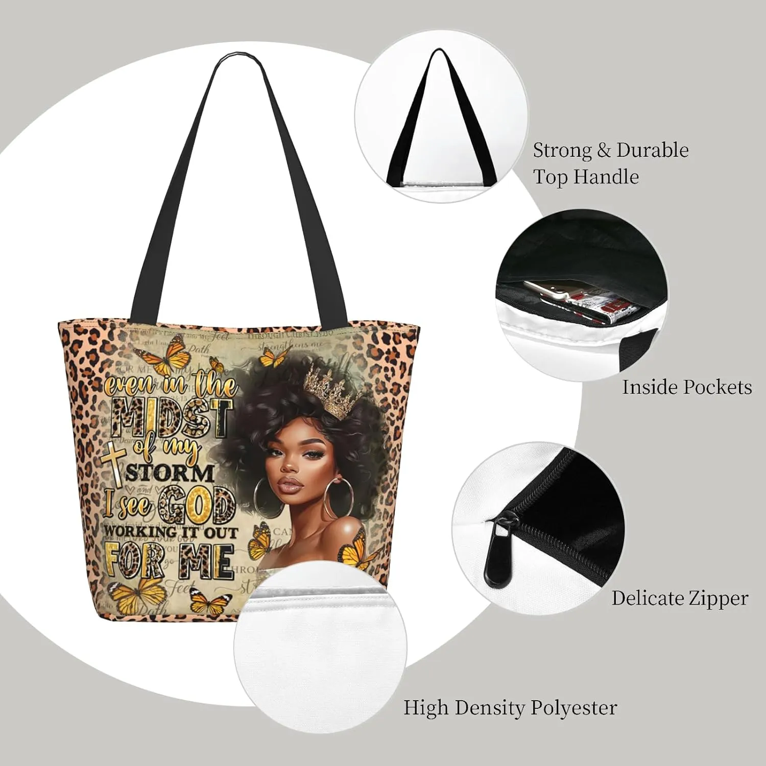 Bible Tote Bags for Women Christian Tote Bag Religious Church Bags for Women Organizer Christian Gift With Zipper