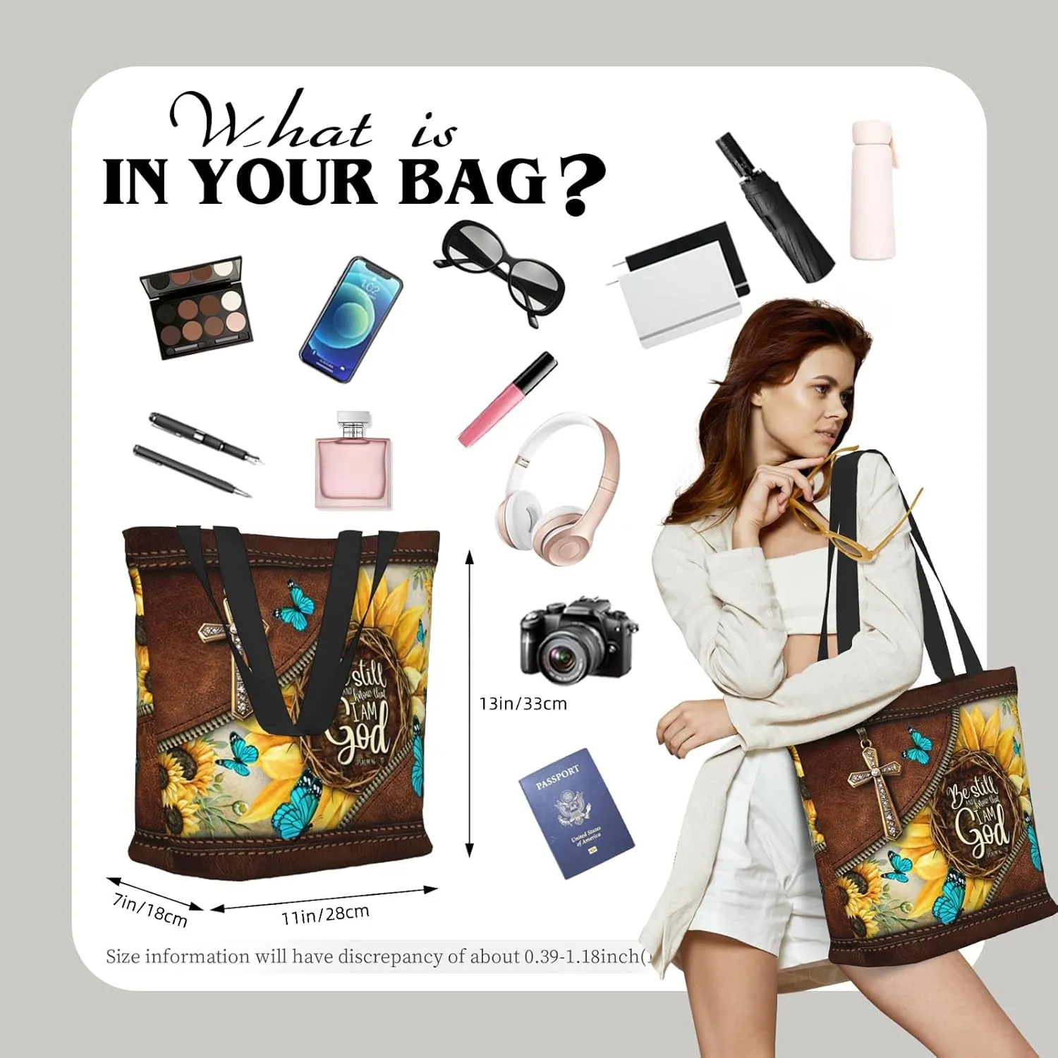 Bible Tote Bags for Women Christian Tote Bag Religious Church Bags for Women Organizer Christian Gift With Zipper