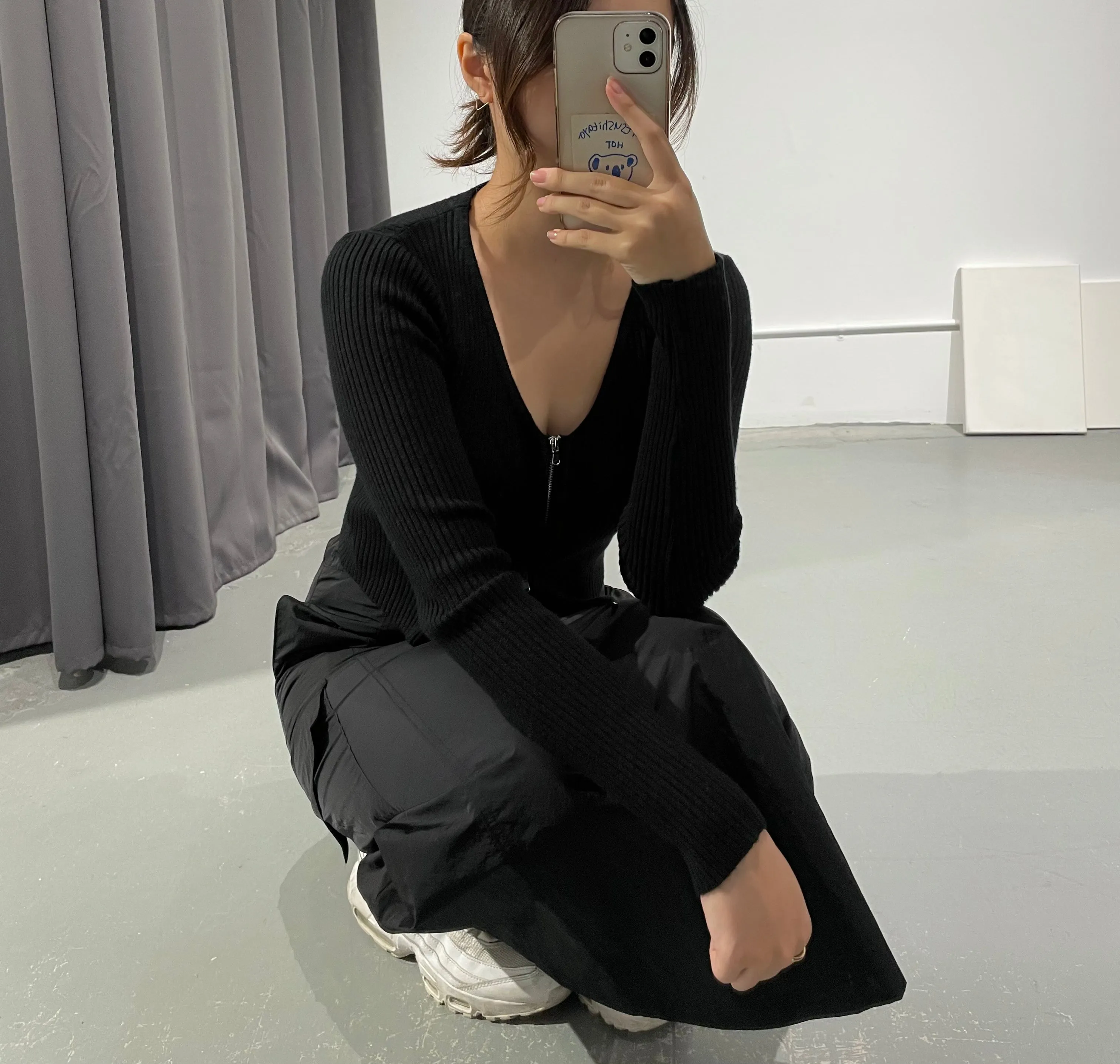 Bird Zip Ribbed Cardigan