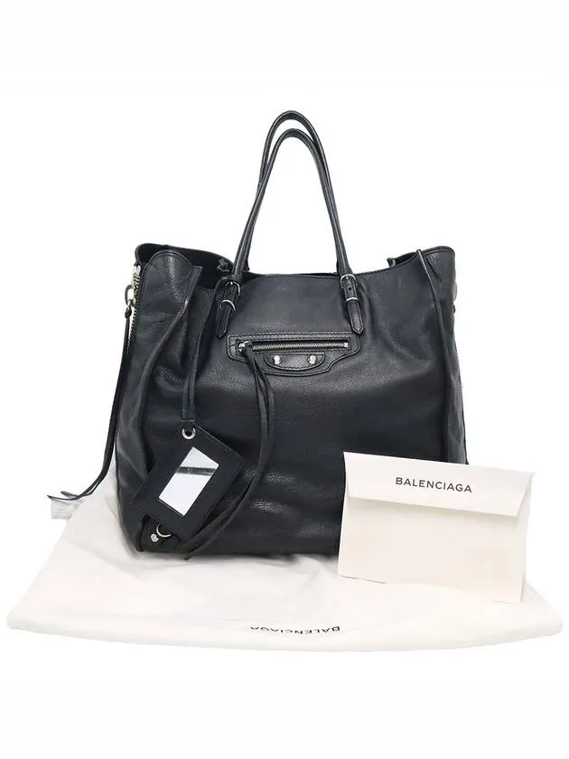 Black 357330 Balenciaga Reliable shipping Papier Price-busting Around Calfskin Zip Tote Bag A5 Balenciaga