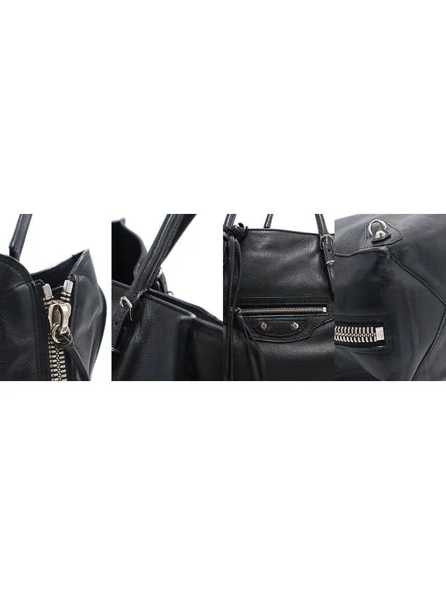 Black 357330 Balenciaga Reliable shipping Papier Price-busting Around Calfskin Zip Tote Bag A5 Balenciaga