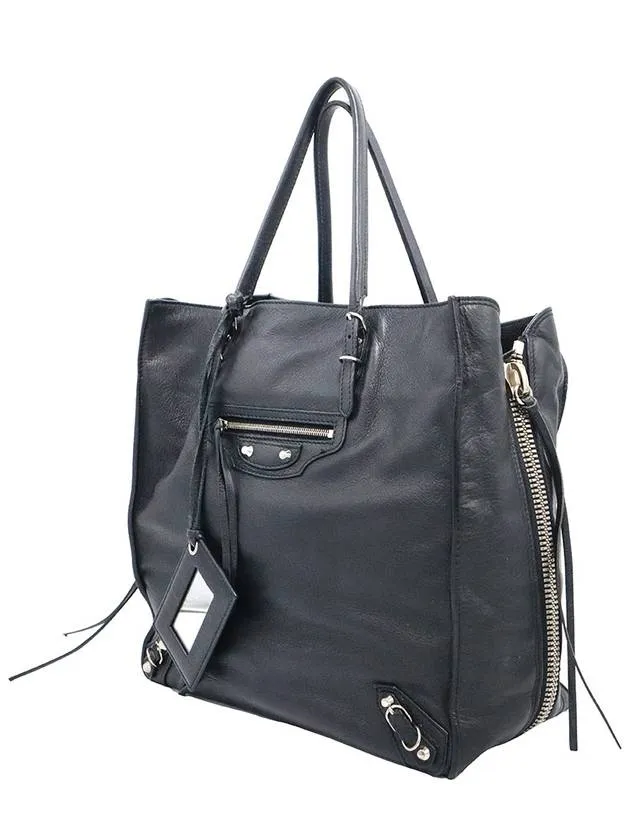 Black 357330 Balenciaga Reliable shipping Papier Price-busting Around Calfskin Zip Tote Bag A5 Balenciaga