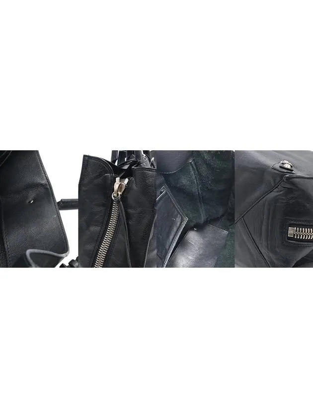 Black 357330 Balenciaga Reliable shipping Papier Price-busting Around Calfskin Zip Tote Bag A5 Balenciaga